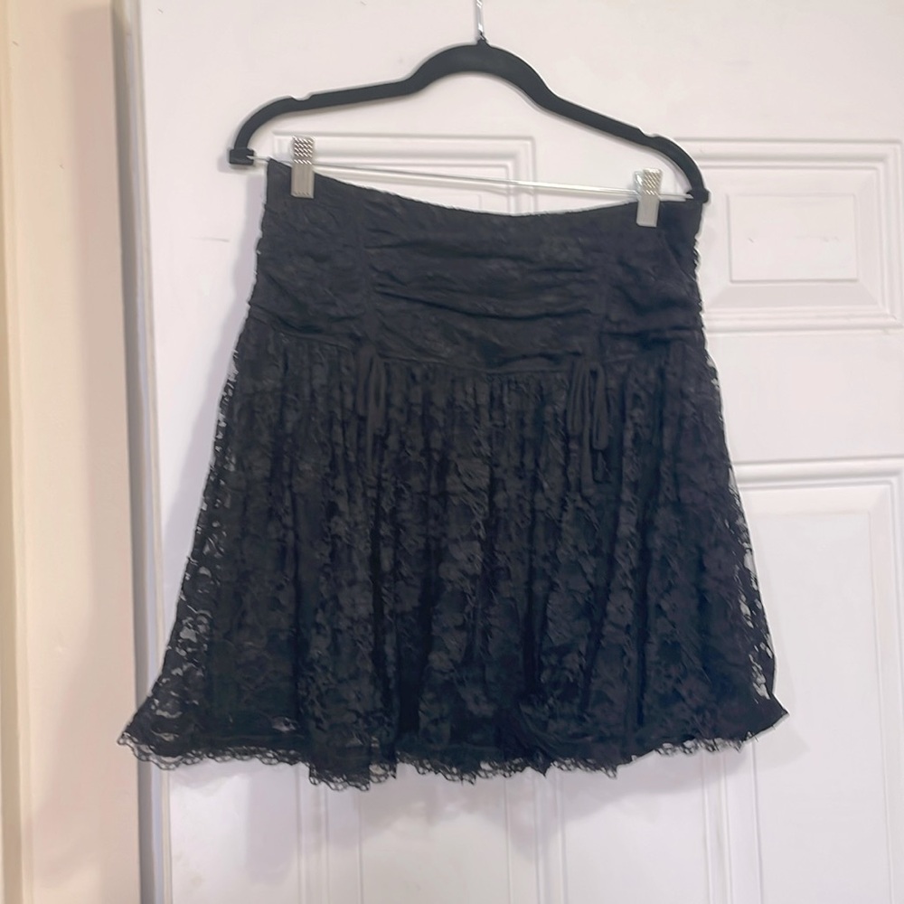 Hot Topic lace Lolita ribbon bow floral cottagecore grunge goth skirt
